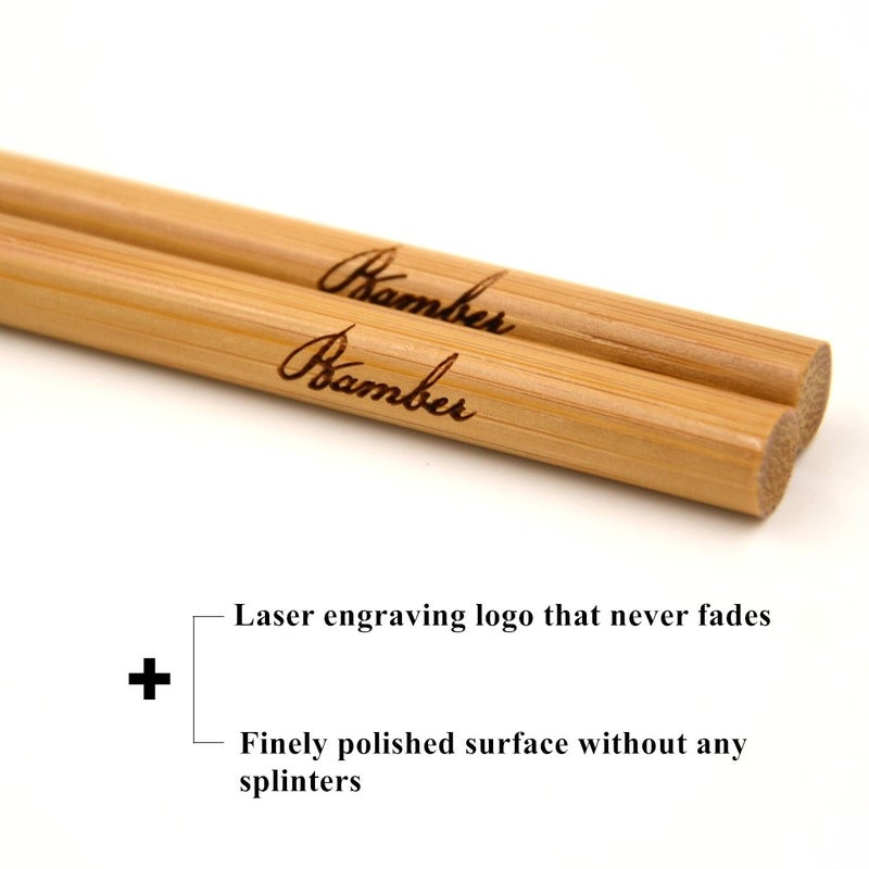 Bamber 10 Pairs Reusable Bamboo Chopsticks Set, 10 Inches Long Chopstick, Japanese Style - Image 5